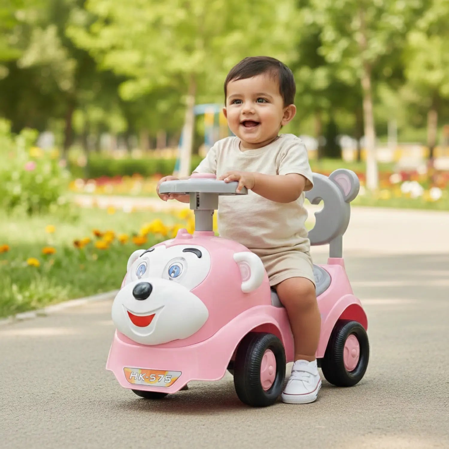 KIDONEX Ride On for Kids Baby Car Ride On for Kids 1 Years+ Push Car for Baby with Backrest and Under Seat Storage Utility Box for Toys (Pink)