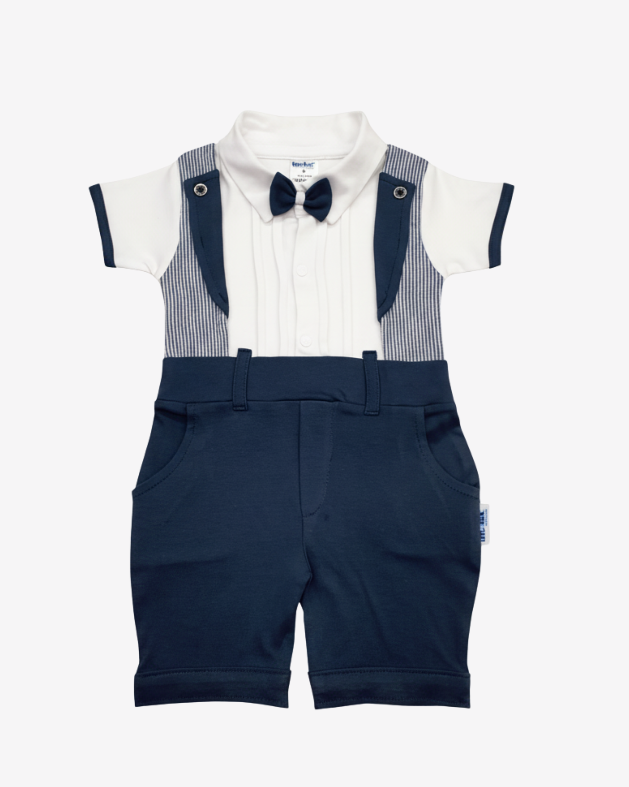 Baby Boy Gentleman Romper – Suspender Party Outfit with Bow Tie