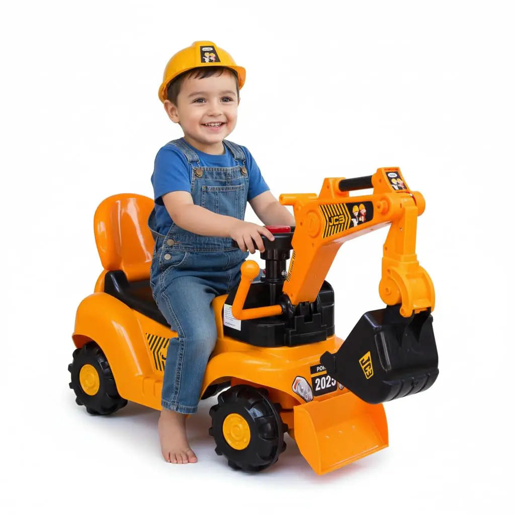 JCB Toy Big Size Excavator Ride On car for Kids with Arm, Digging Bucket and Front Loader