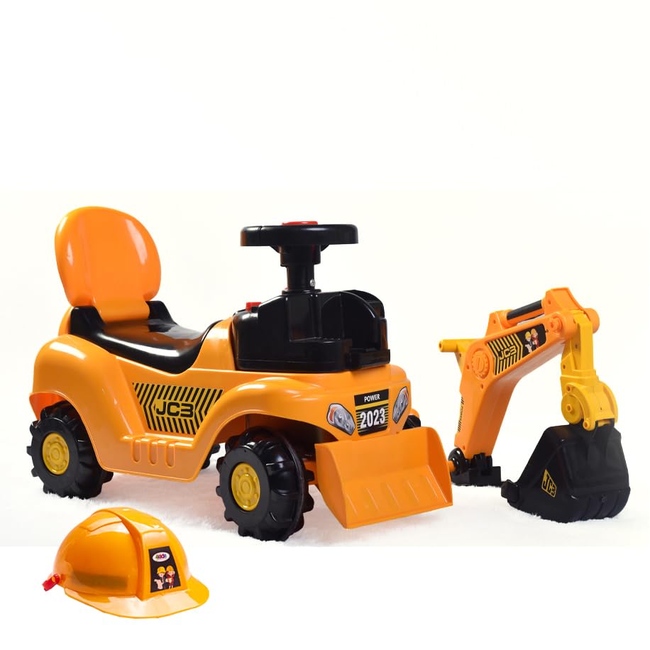 JCB Toy Big Size Excavator Ride On car for Kids with Arm, Digging Bucket and Front Loader