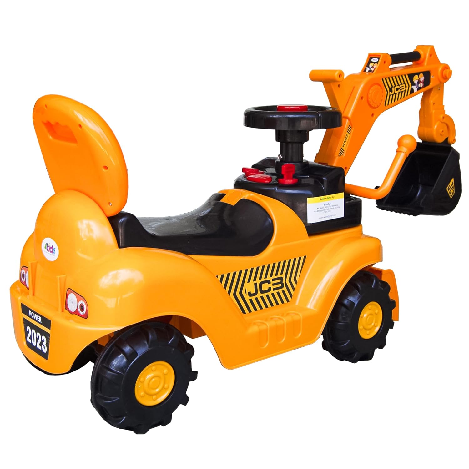 JCB Toy Big Size Excavator Ride On car for Kids with Arm, Digging Bucket and Front Loader