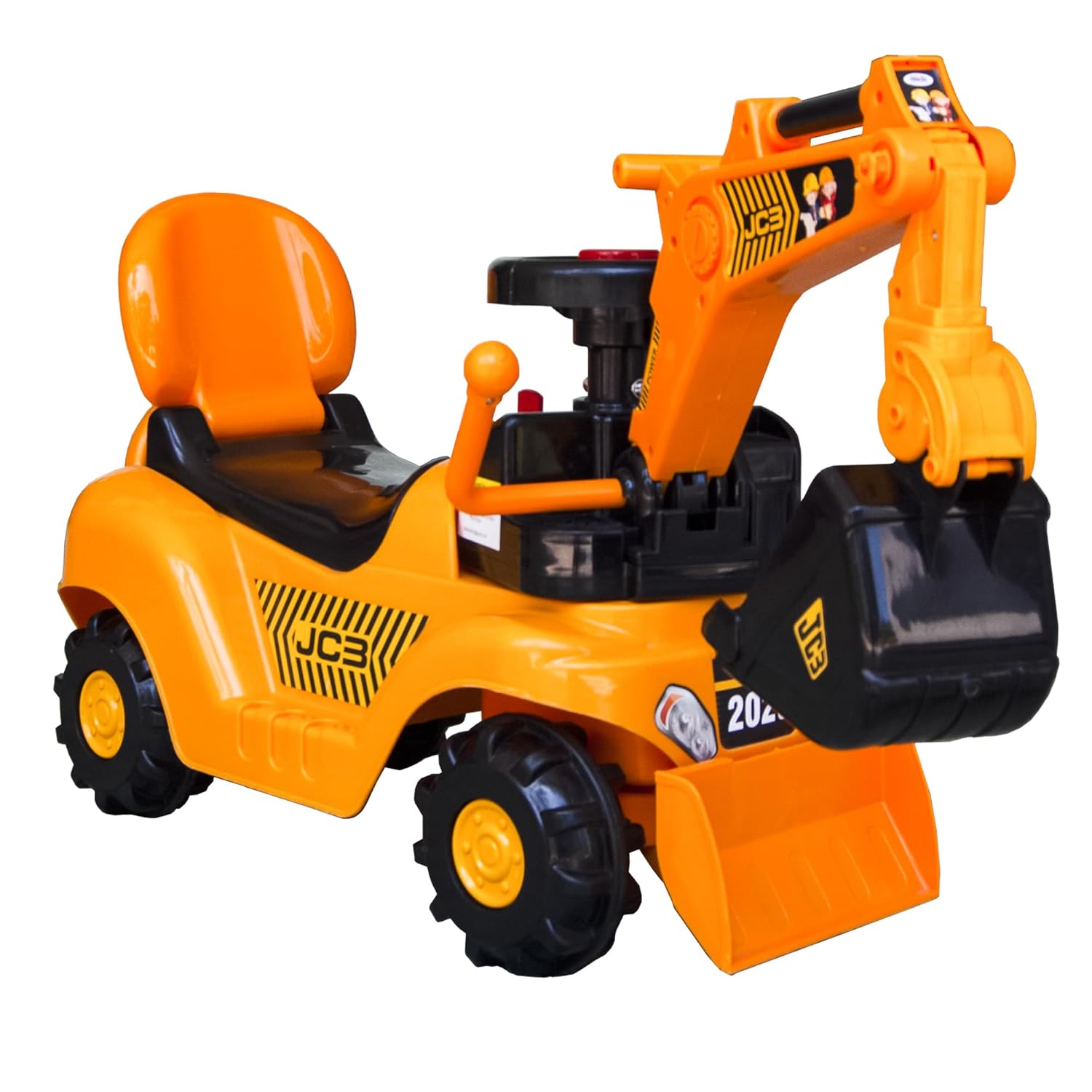 JCB Toy Big Size Excavator Ride On car for Kids with Arm, Digging Bucket and Front Loader