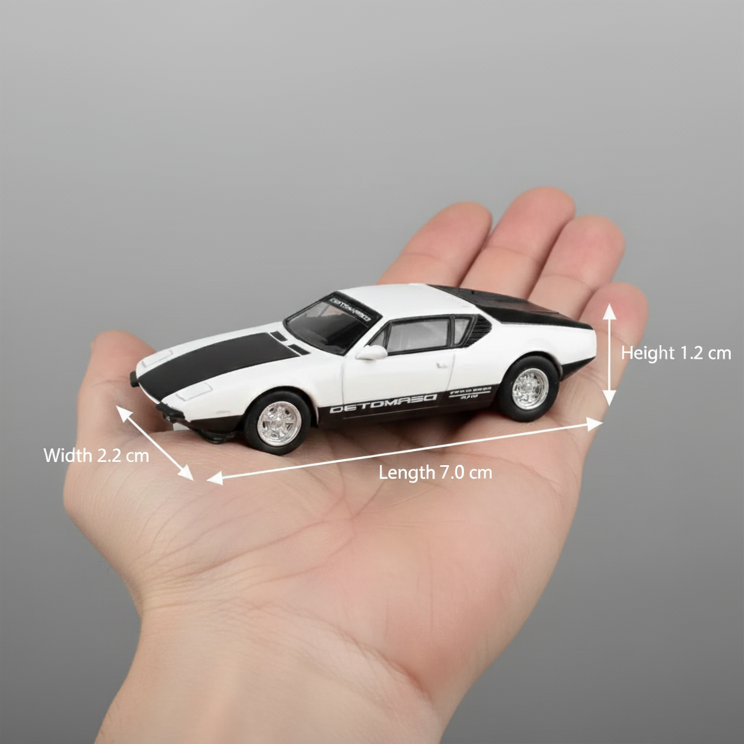 De Tomaso Pantera White / Black 1972 Scale 1:64 Die-Cast Model Car Toy for Kids & Collectors