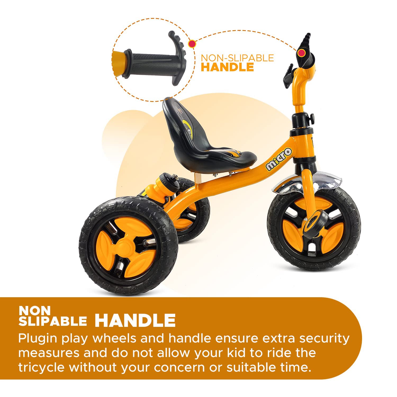 Kids Tricycle with Bottle Holder, Comfortable Seat & Non-Slip Pedals – Best Toys for Newborns & Baby Essentials