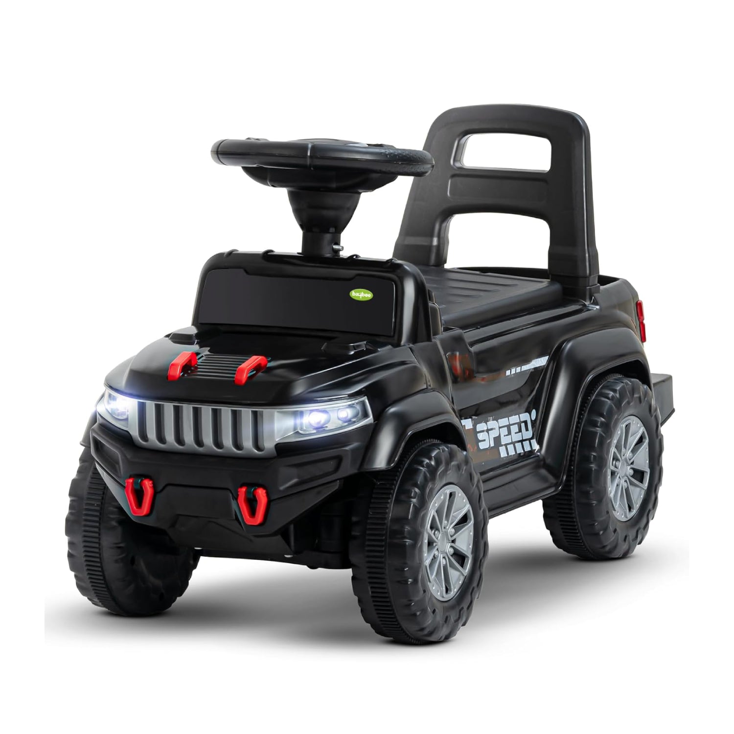 Speedy Push Ride-On Car for Toddlers (1–4 Years) Music & LED Lights – Safe Ride Toy with Storage Basket & High Backrest