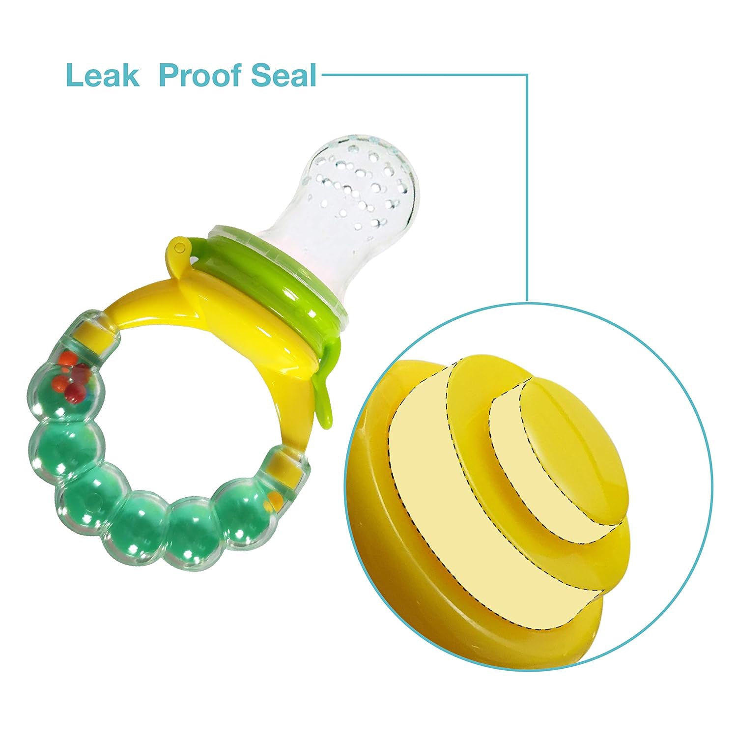 Food & Fruit Silicone Nibbler with Rattle – Baby Essentials for Newborn Feeding