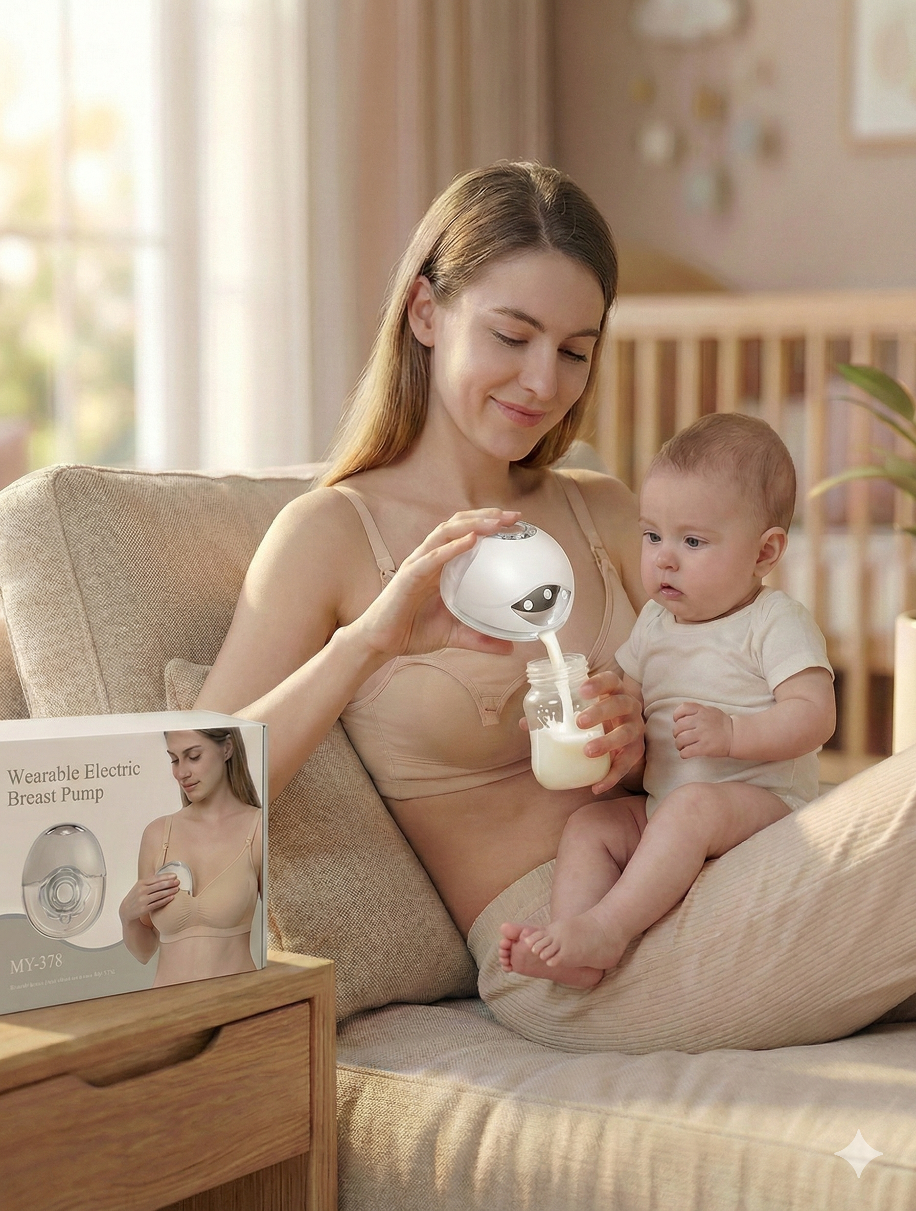 Wearable Hands-Free Electric Breast Pump with 4 Modes & Multi Suction Levels, Soft Silicone Comfort Fit