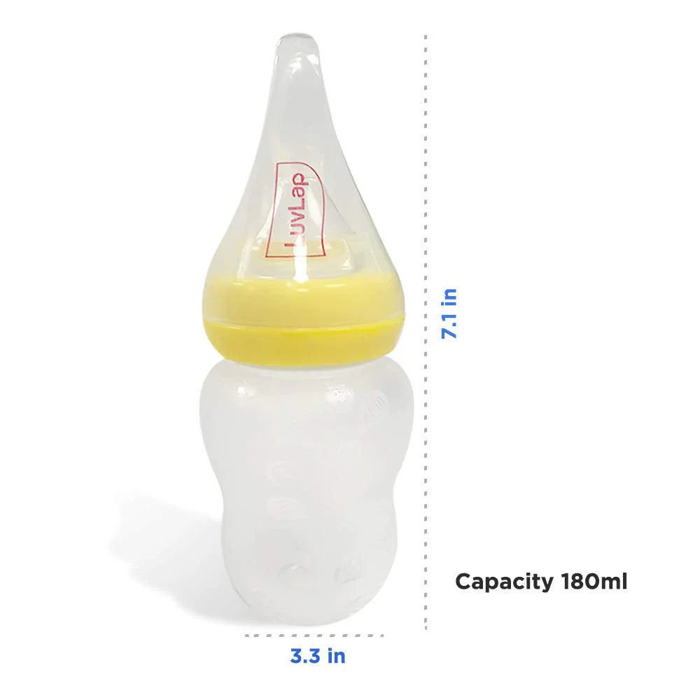 LuvLap Silicone Squeezy Food Feeder Bottle with Spoon | 180ml | BPA Free | for 4+ Months