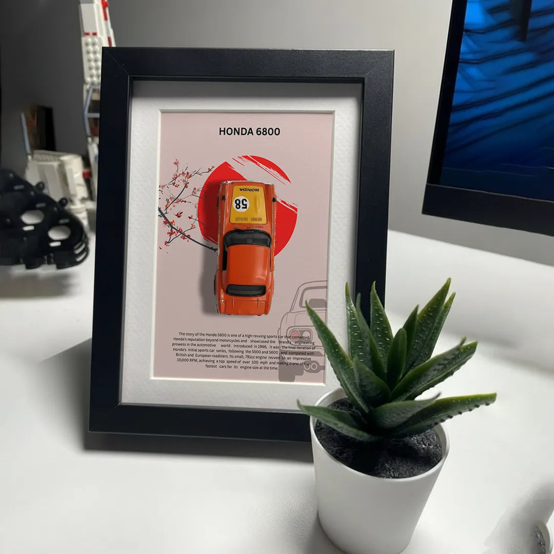 Hot Wheels Honda S800 Frame Art – A5 Size Original Hot Wheels Classic JDM Collectible