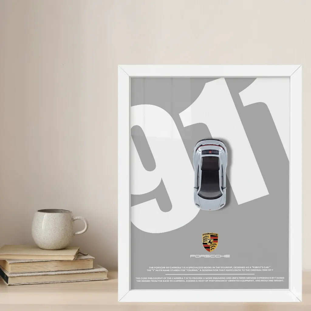 Hot Wheels Porsche 911 Carrera Frame Art – A4 Size Original Hot Wheels Sports Car Collectible