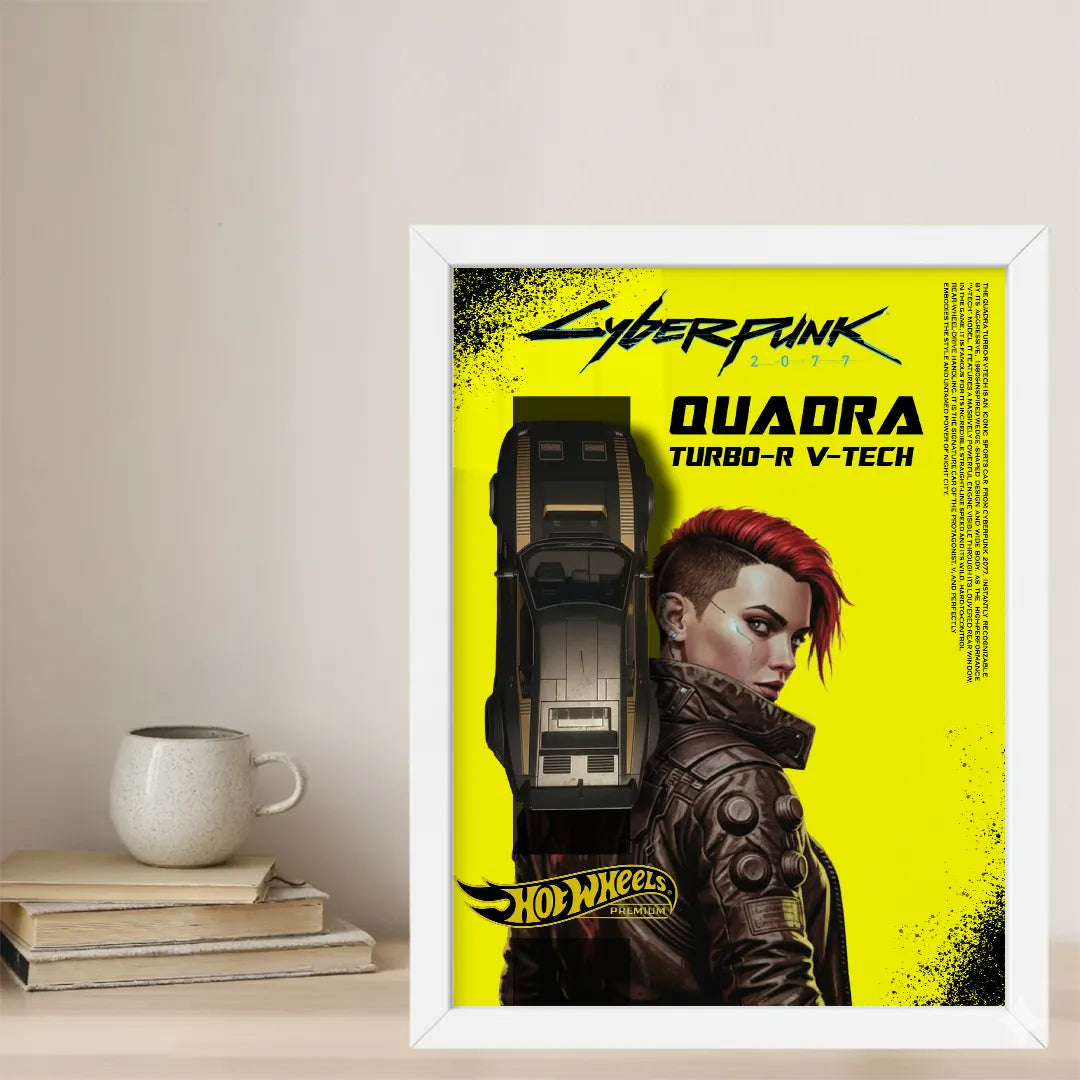 Hot Wheels Cyberpunk 2077 Quadra Turbo-R V-Tech Frame Art – A5 Size Original Hot Wheels Collectible
