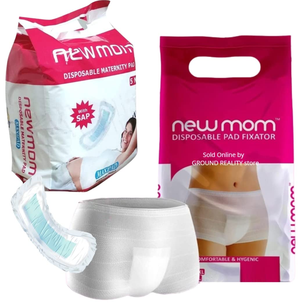 New Mom Postpartum Combo Pack – Maternity Sanitary Pads + Disposable Pad Fixator | Baby Essentials, Newborn Essentials & Infant Essentials