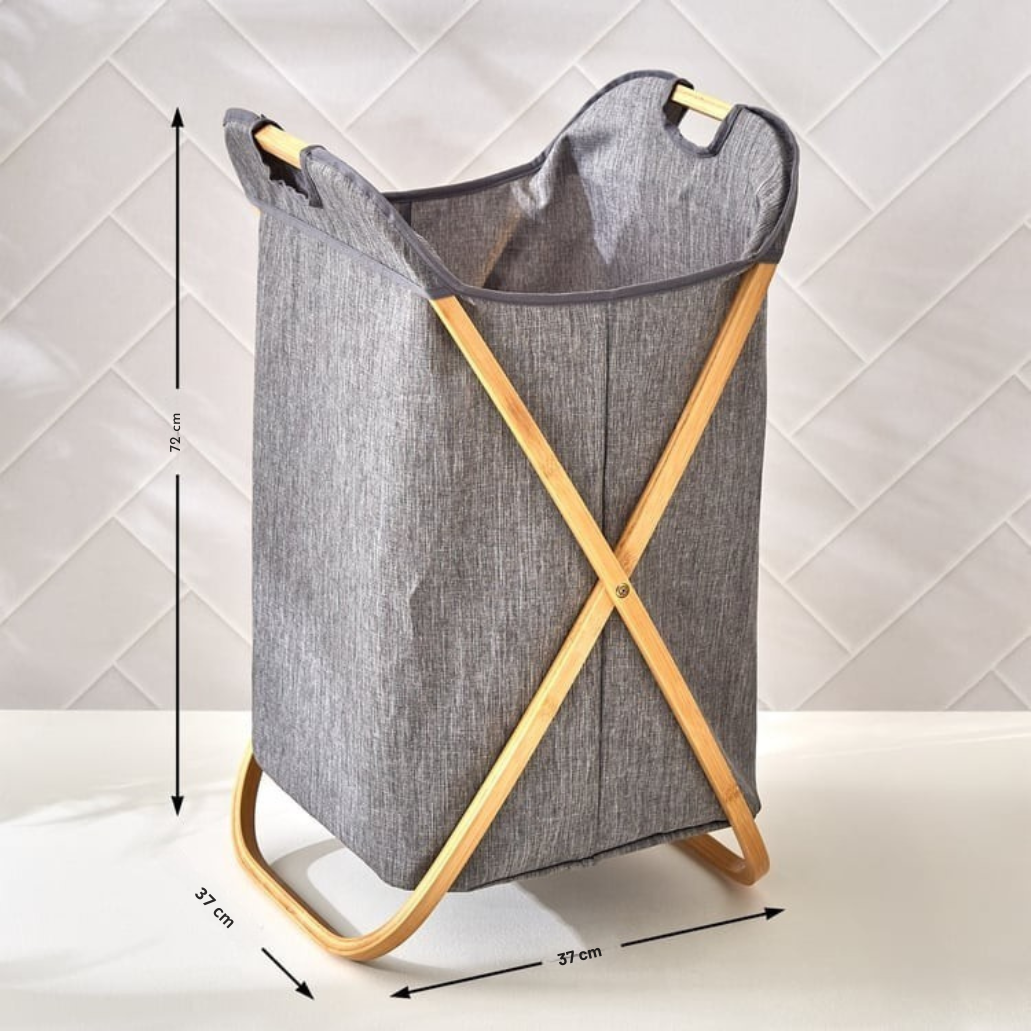 Foldable Laundry Basket with Bamboo Frame & Portable Handles – Space Saving Storage Solution
