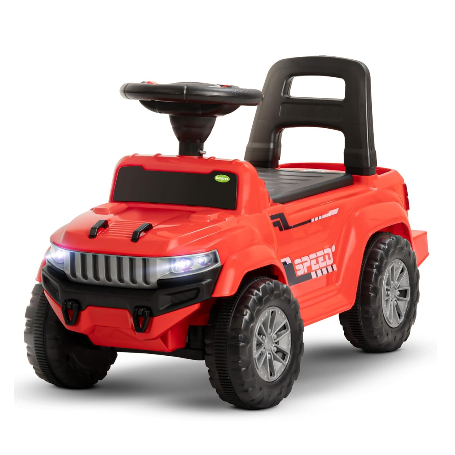 Speedy Push Ride-On Car for Toddlers (1–4 Years) Music & LED Lights – Safe Ride Toy with Storage Basket & High Backrest