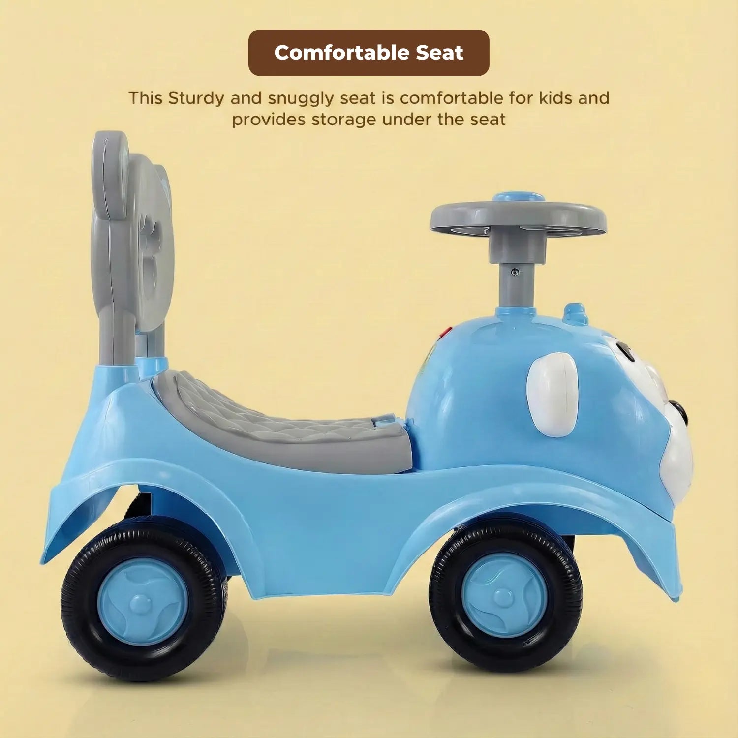 KIDONEX Ride On for Kids Baby Car Ride On for Kids 1 Years+ Push Car for Baby with Backrest and Under Seat Storage Utility Box for Toys (Pink)