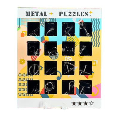 16 in 1 Metal Puzzles Brain Teaser Challenge Set IQ Busters Intellectual Toy for Kids and Adult