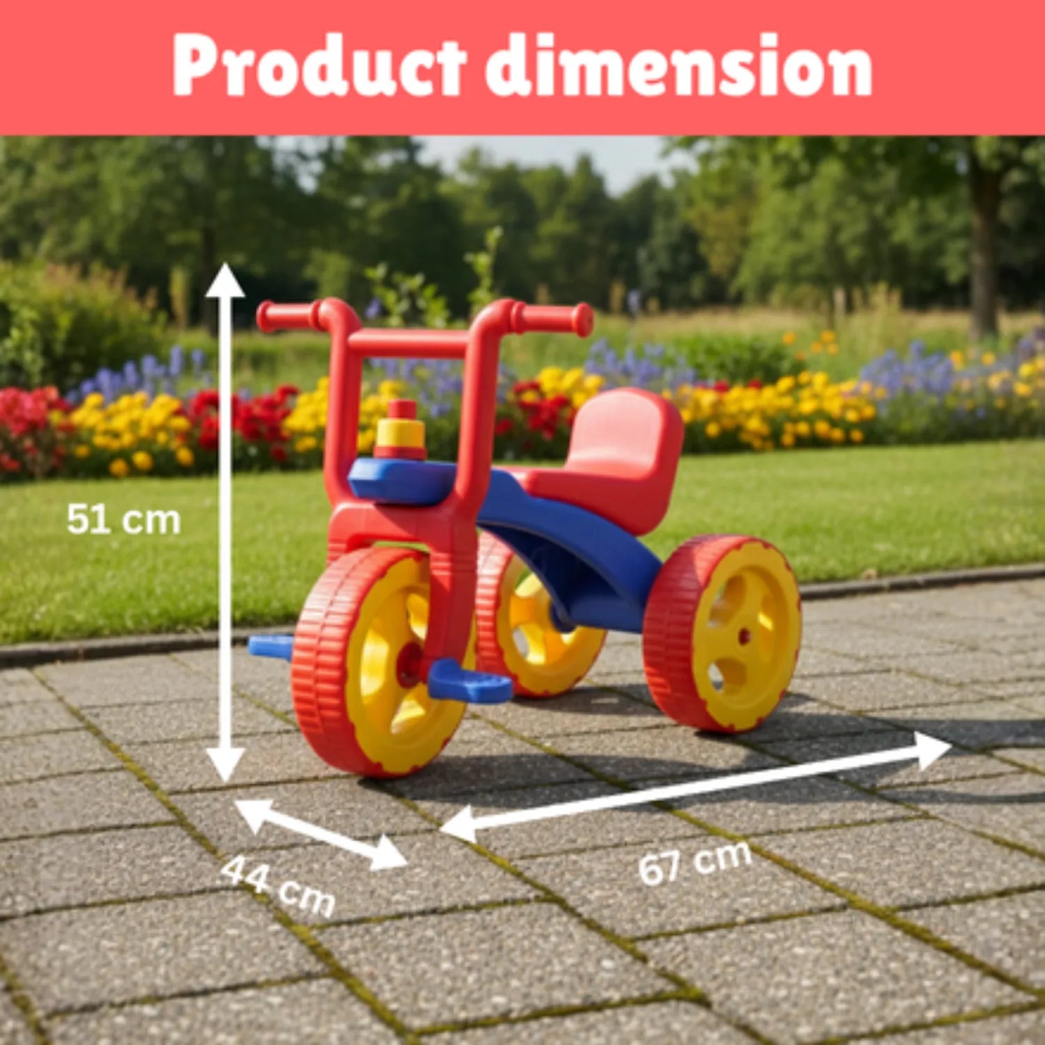 Kids Tricycle with Backrest & Anti-Skid Wheels