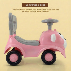 KIDONEX Ride On for Kids Baby Car Ride On for Kids 1 Years+ Push Car for Baby with Backrest and Under Seat Storage Utility Box for Toys (Pink)