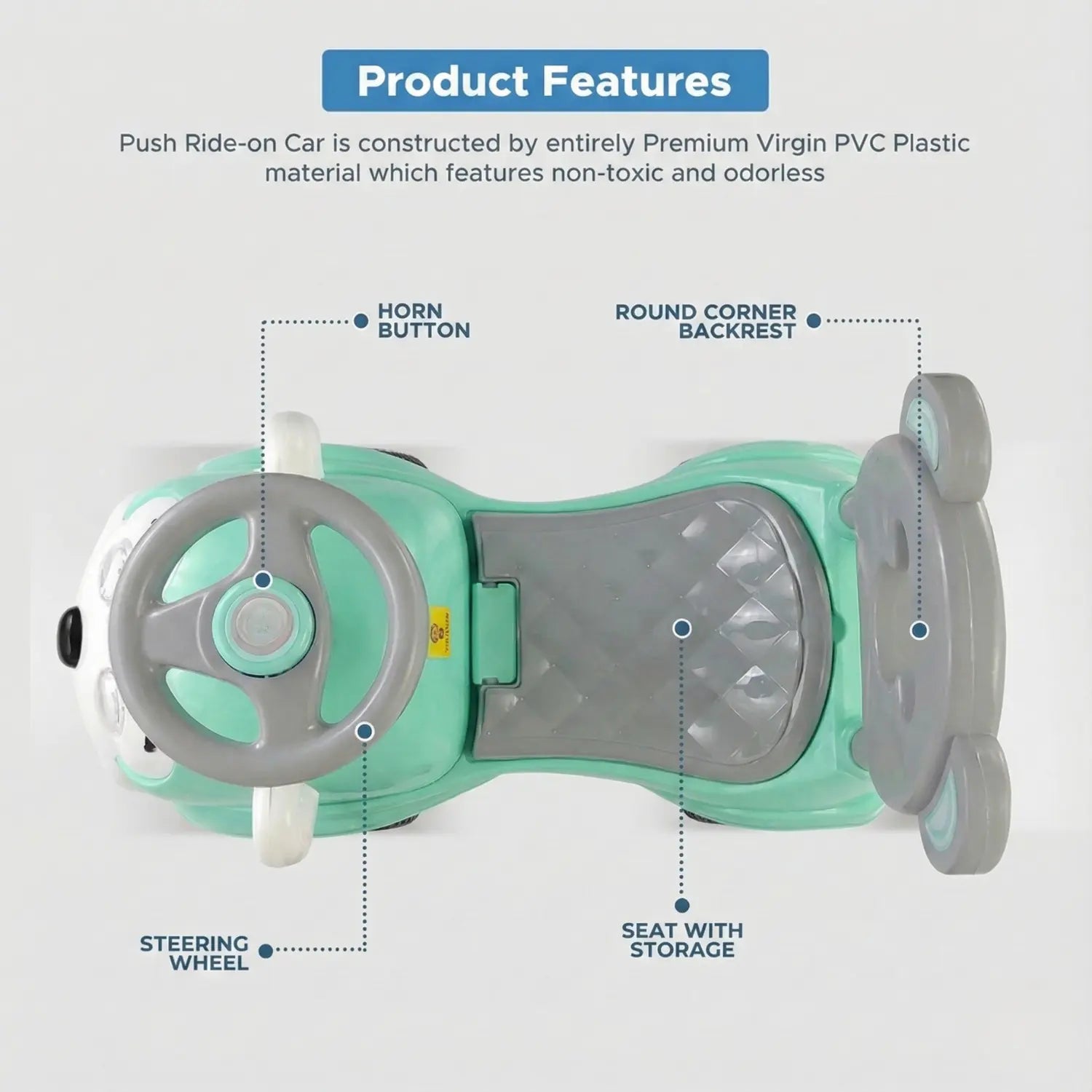 KIDONEX Ride On for Kids Baby Car Ride On for Kids 1 Years+ Push Car for Baby with Backrest and Under Seat Storage Utility Box for Toys (Pink)