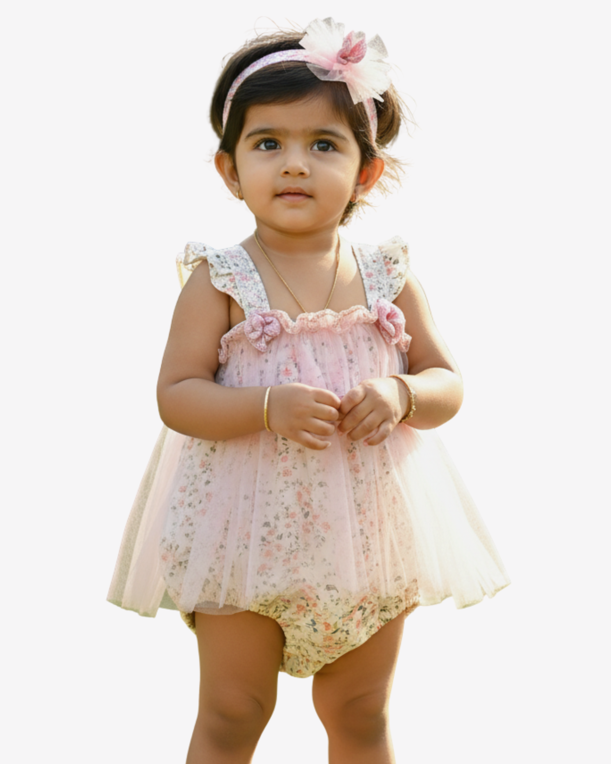Baby Girl Fancy Half Romper with Hair Bow