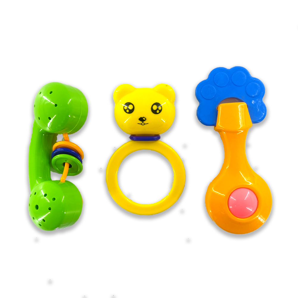 Colorful Attractive 3Psc Rattle for New Born and Infants (3M+, Multicolor)