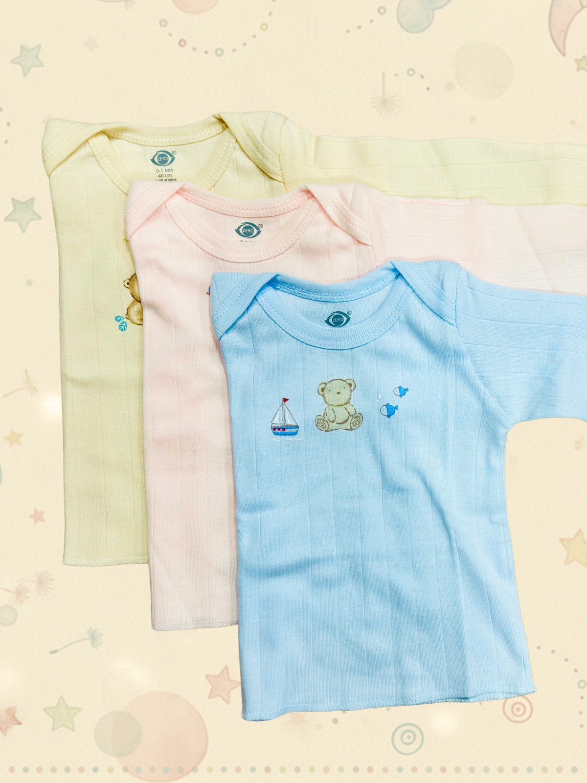 Newborn Full Sleeve Vest (0-1 Months) - 3 combo pack