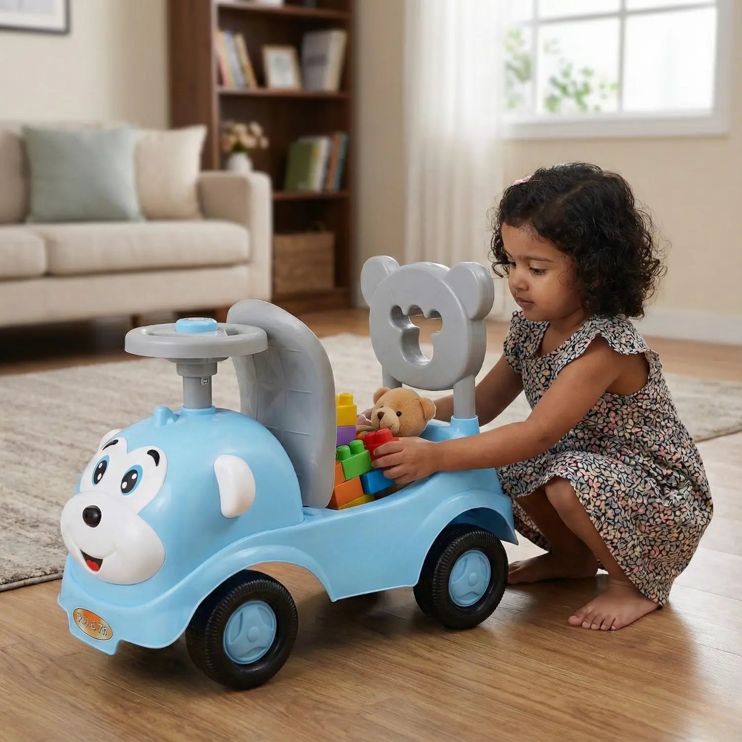 KIDONEX Ride On for Kids Baby Car Ride On for Kids 1 Years+ Push Car for Baby with Backrest and Under Seat Storage Utility Box for Toys (Pink)