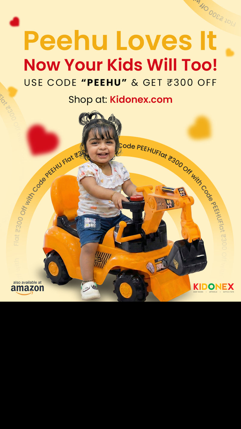 JCB Toy Big Size Excavator Ride On car for Kids with Arm, Digging Bucket and Front Loader