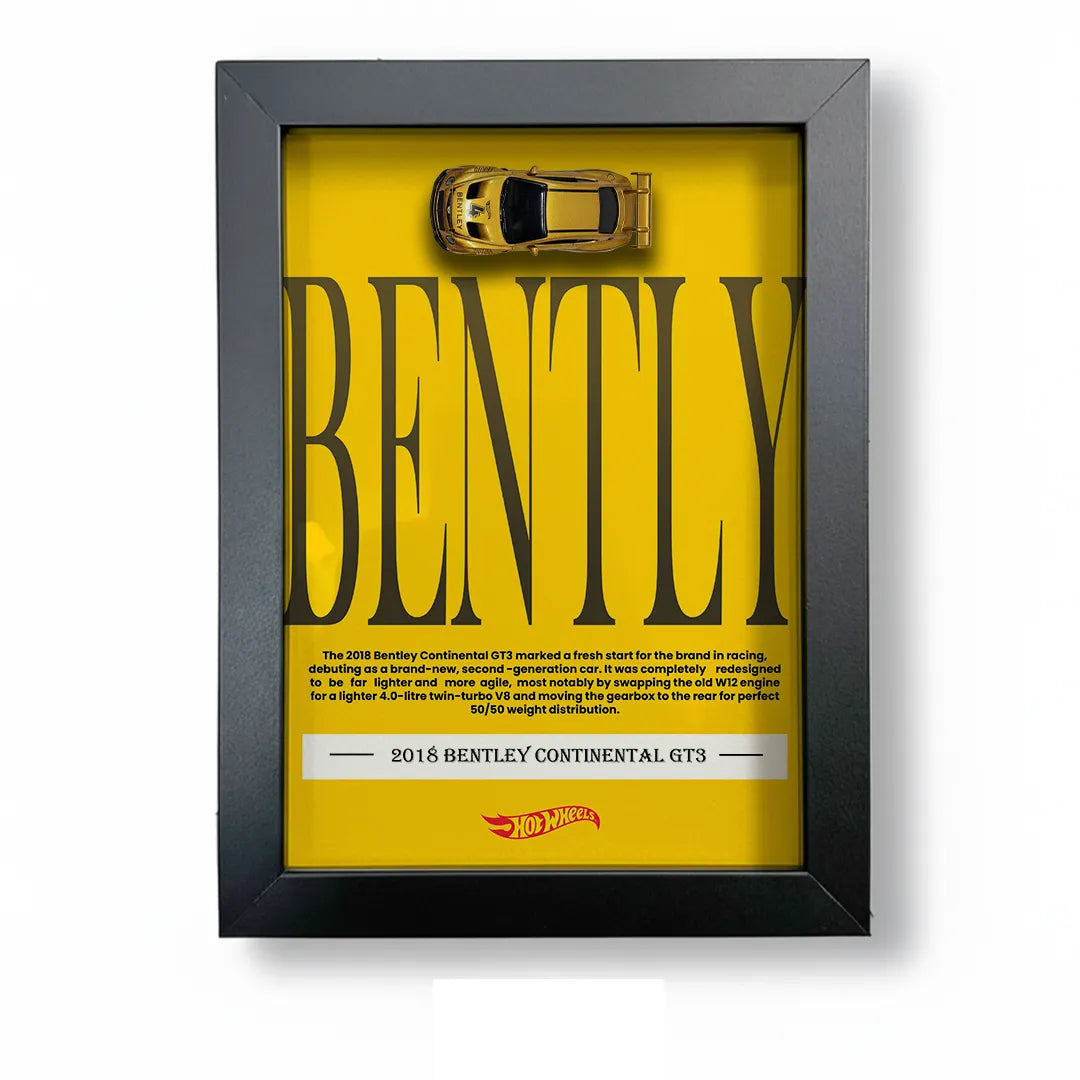 Hot Wheels Bentley Continental GT3 Frame Art – A4 Size | Original Hot Wheels Luxury Race Car Collectible