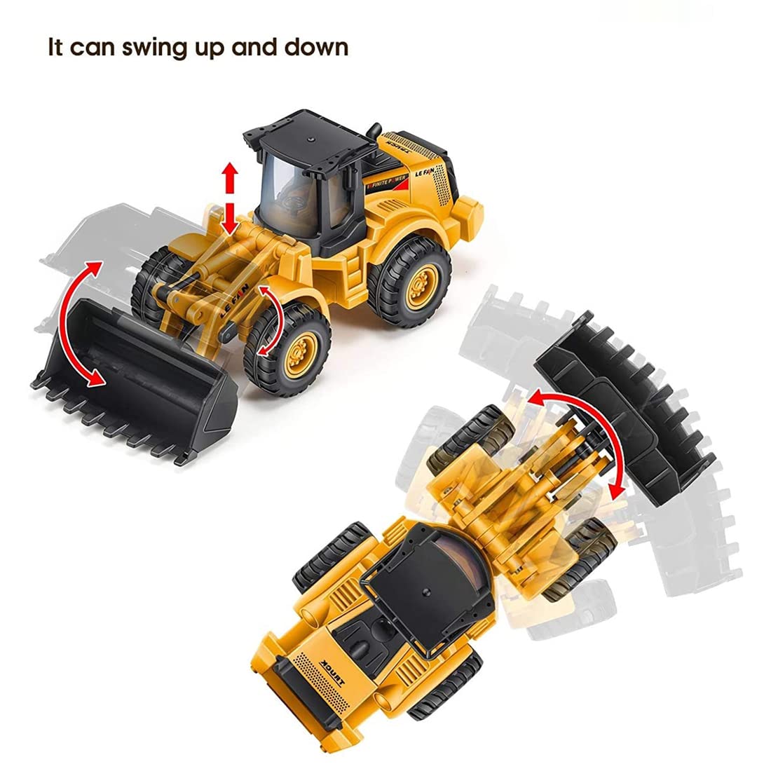 Construction Bulldozer 180 Degree Rotating Building Friction Vehicle Truck Toy for Baby and Kids Yellow