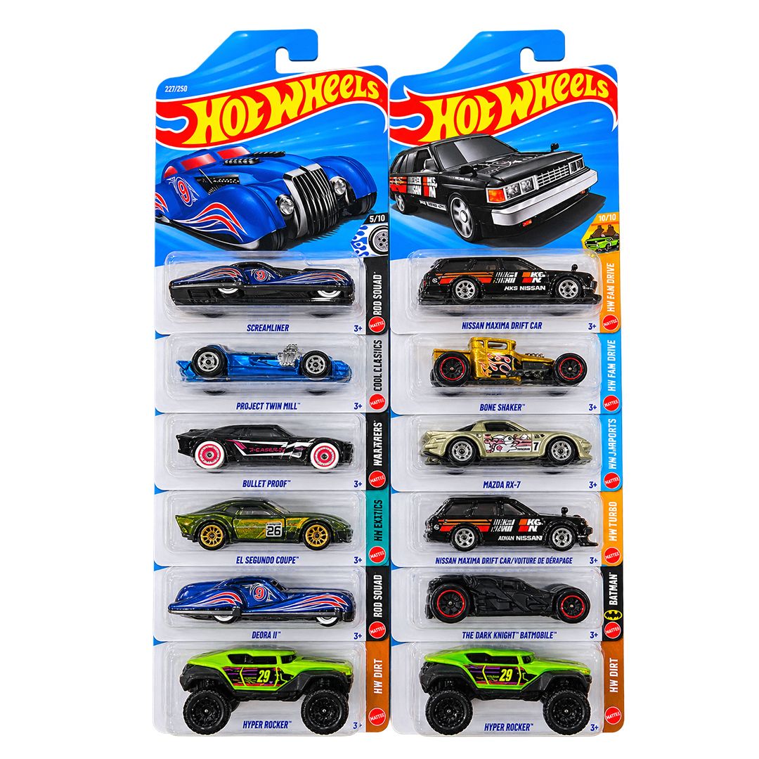 Hot Wheels 1:64 Scale Die-Cast Toy Cars – 72-Piece Full Case Assortment, M Case