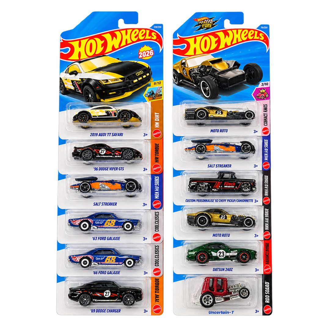 Hot Wheels 1:64 Scale Die-Cast Toy Cars – 72-Piece Full Case Assortment, M Case