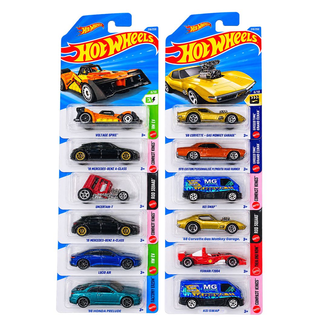 Hot Wheels 1:64 Scale Die-Cast Toy Cars – 72-Piece Full Case Assortment, M Case