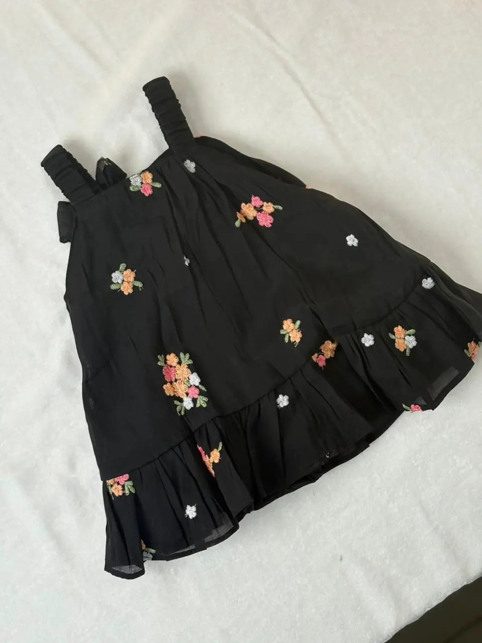 Elegant Black Floral Embroidered Party Dress with Shrug