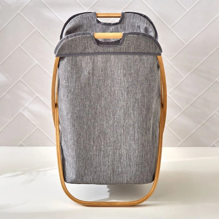 Foldable Laundry Basket with Bamboo Frame & Portable Handles – Space Saving Storage Solution