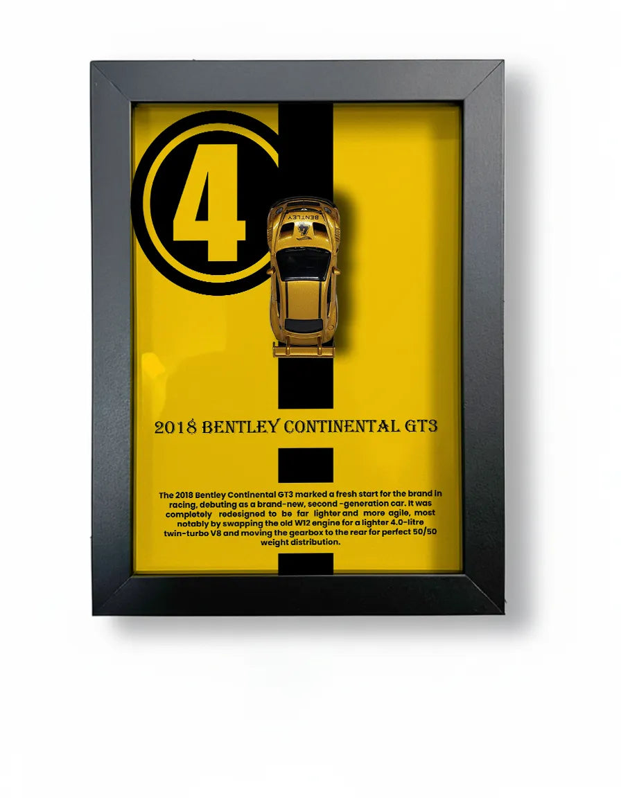 Hot Wheels 2018 Bentley Continental GT3 Frame Art – A5 Size Original Hot Wheels Luxury Race Car Collectible