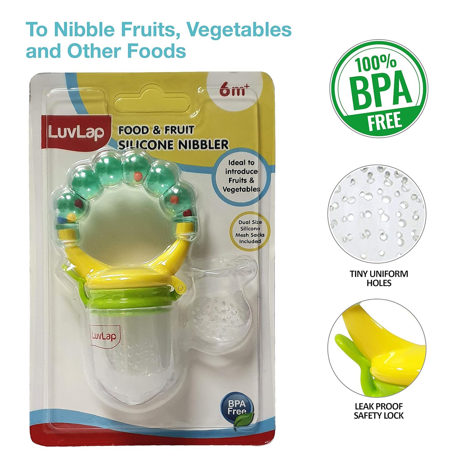 Food & Fruit Silicone Nibbler with Rattle – Baby Essentials for Newborn Feeding