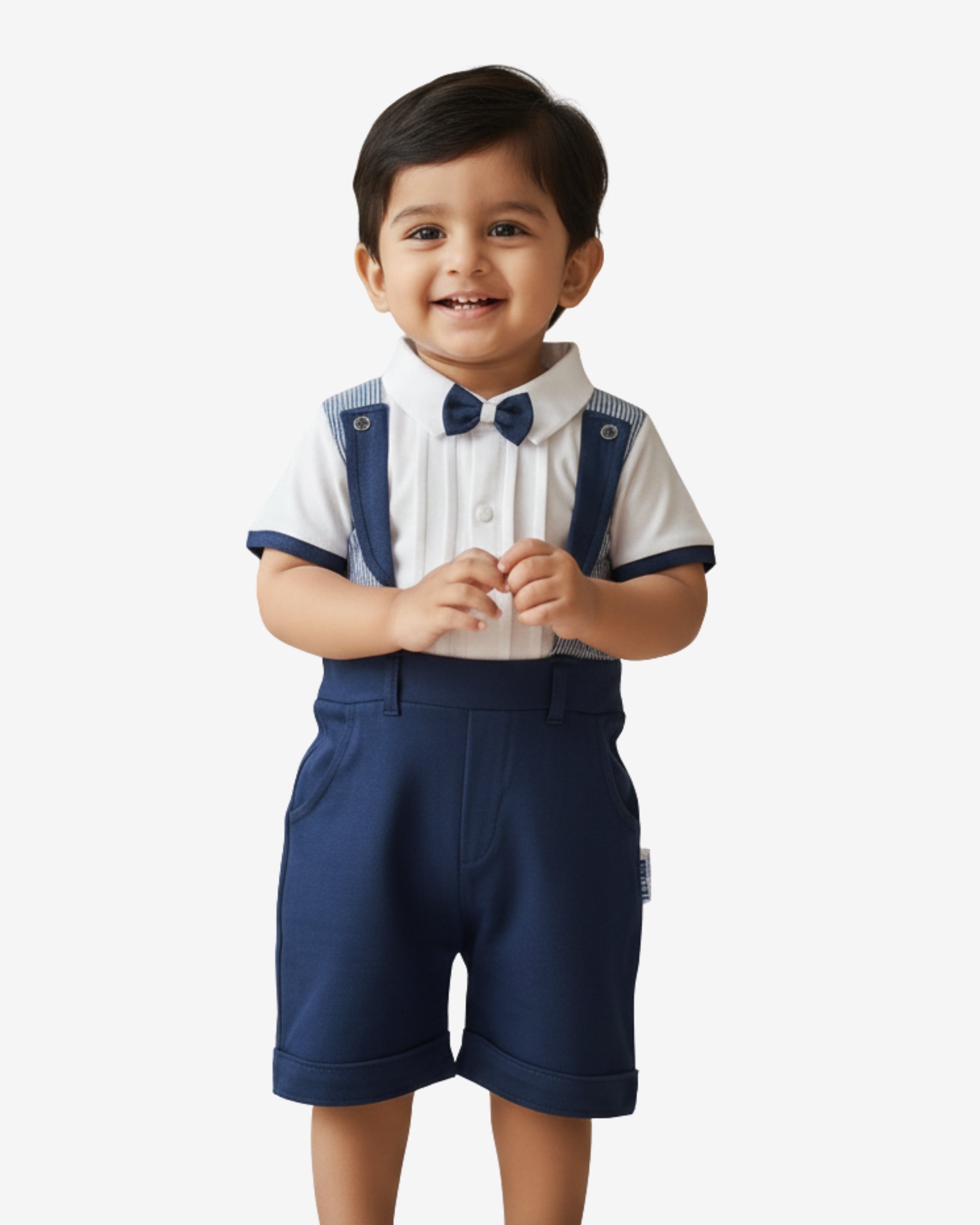 Baby Boy Gentleman Romper – Suspender Party Outfit with Bow Tie