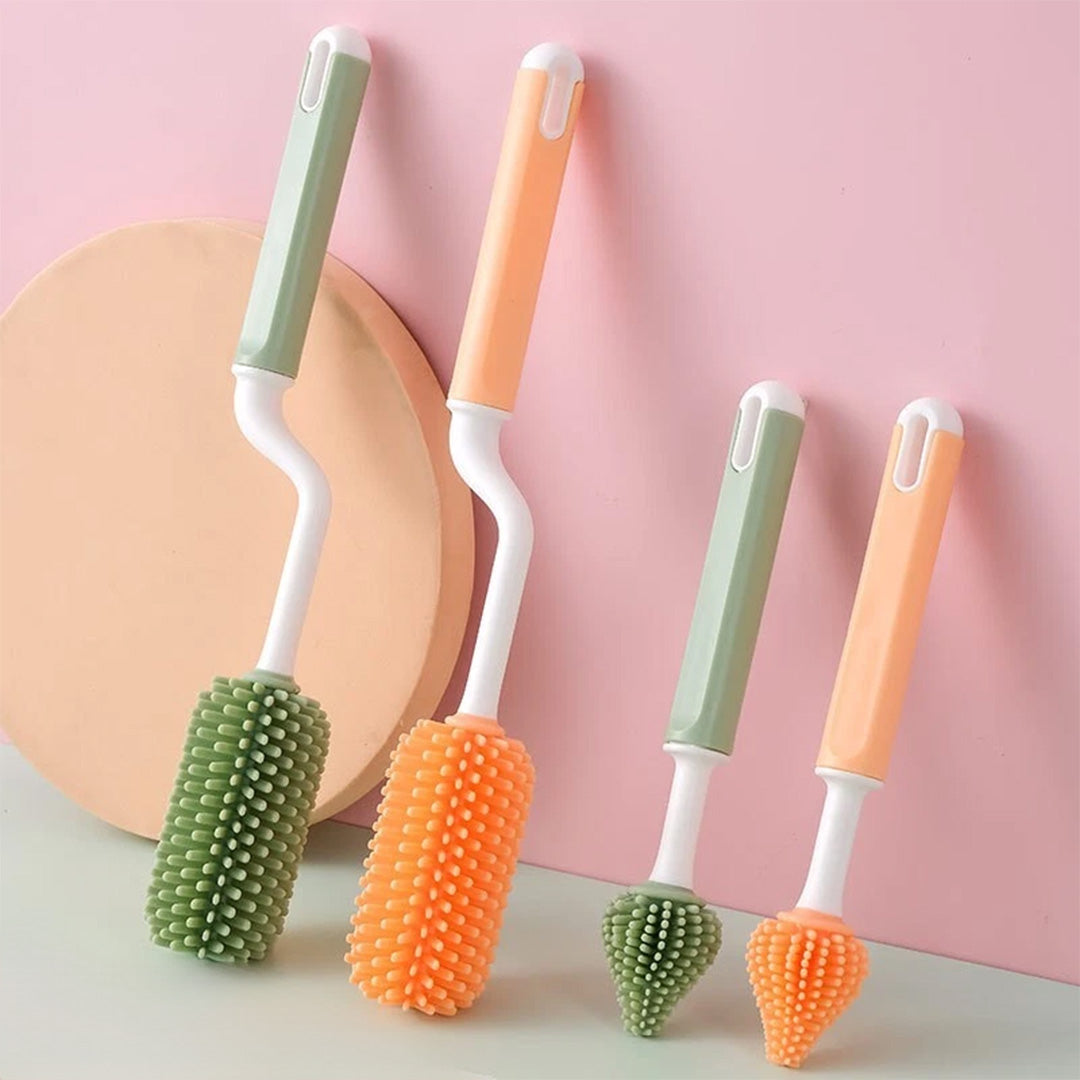 Silicone Bottle Cleaning Brush Set | Baby Bottle Cleaner Brush Kit, Baby Essentials, Newborn Essentials & Infant Feeding Accessories