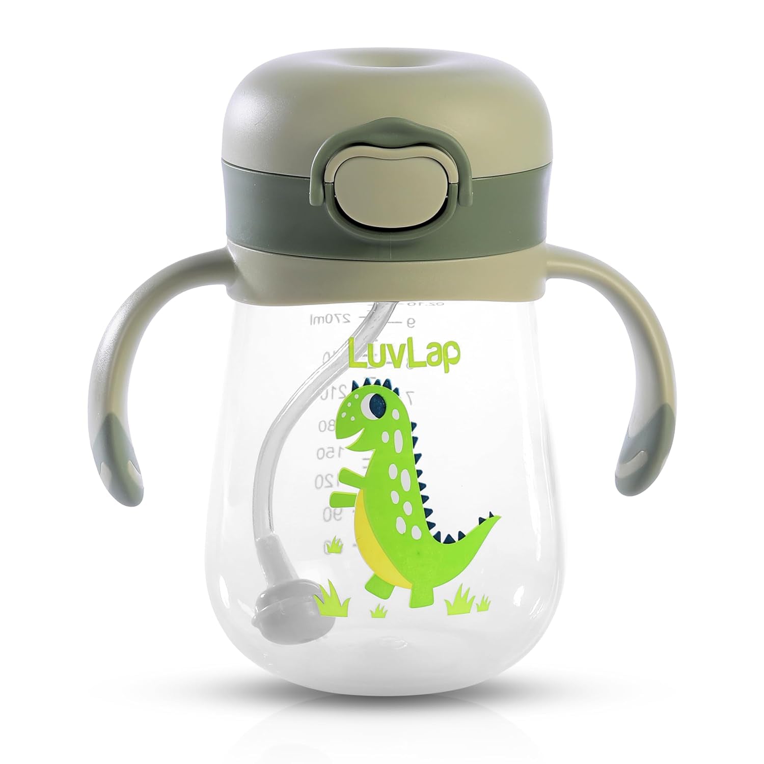 Dino Straw Sipper Bottle with Weighted Straw & Easy Grip Handles – Baby Essentials for Newborn Feeding