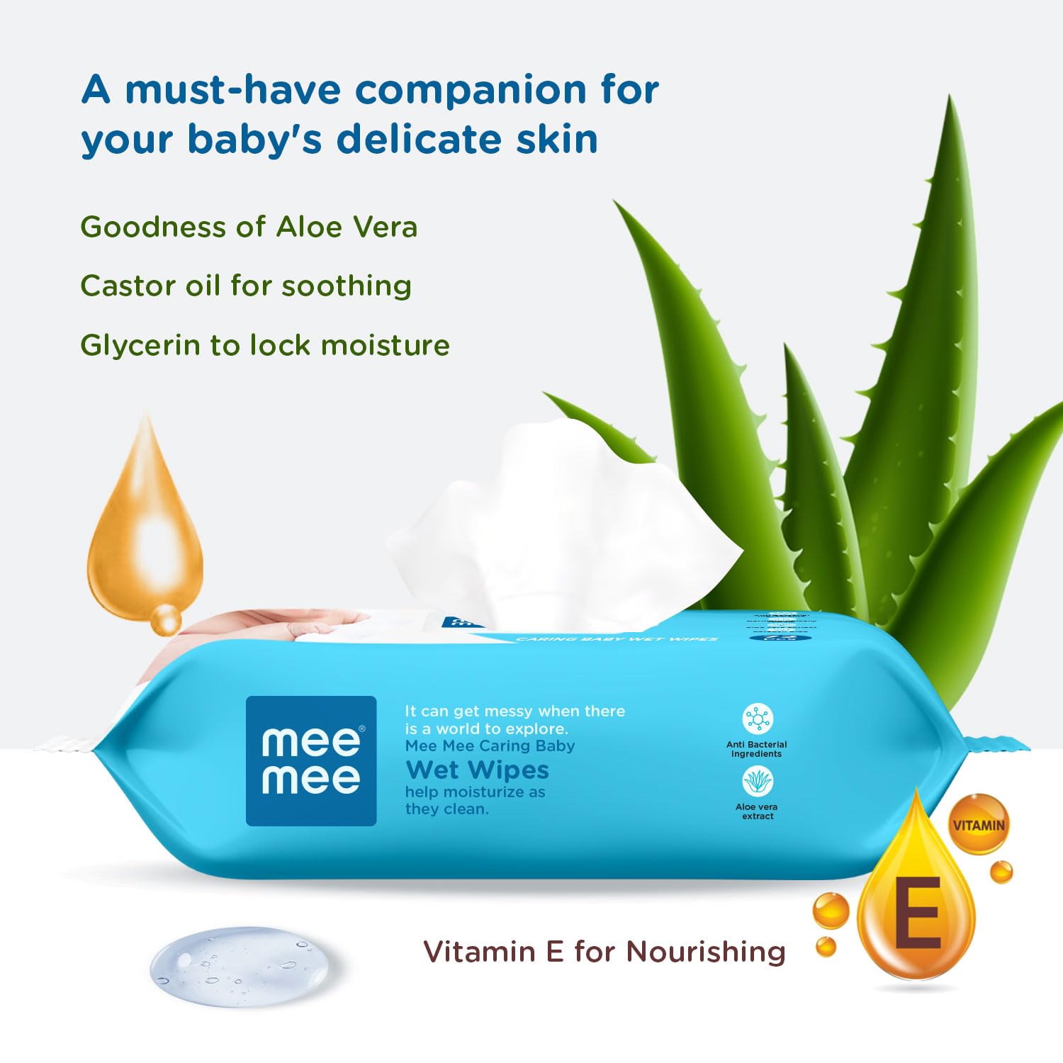 Baby Wet Wipes – 24 pcs | Aloe Vera Extract | Paraben-Free & Anti-Bacterial | Baby Essentials, Newborn Essentials & Infant Essentials