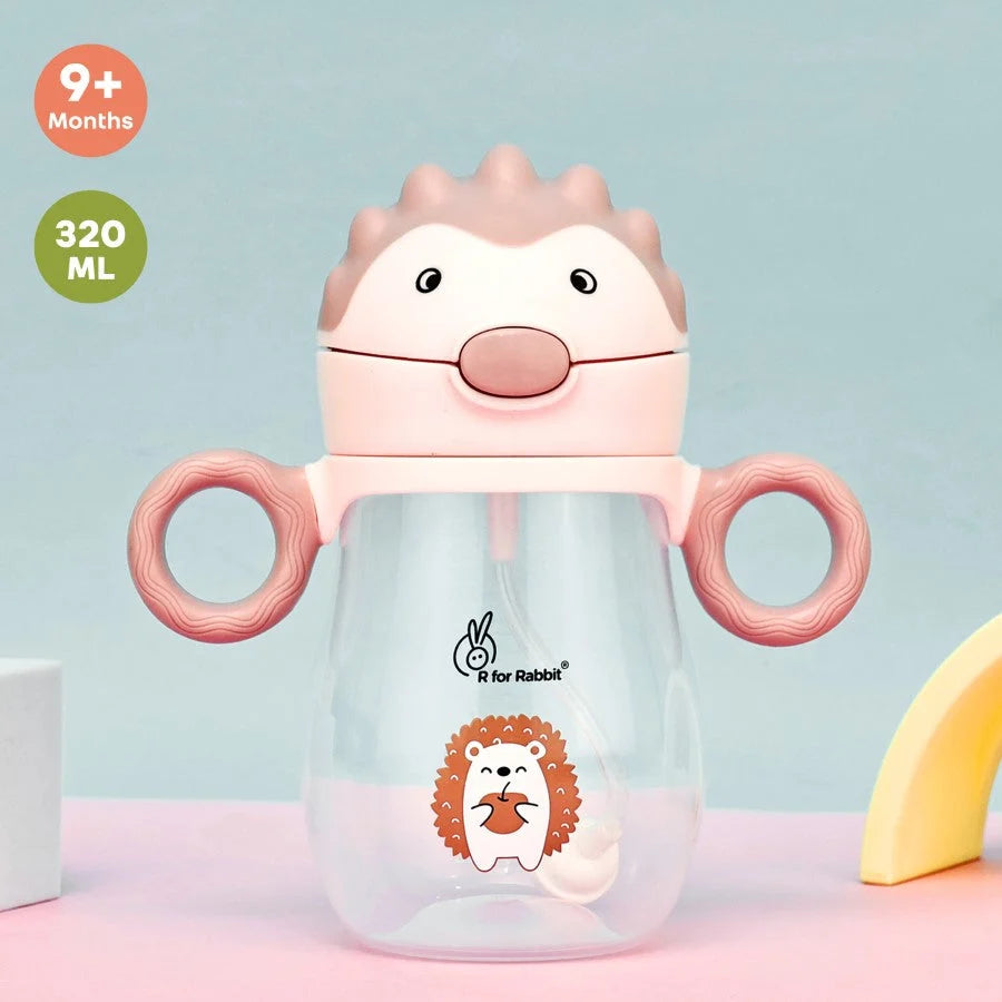 kidonex Spikey Baby Straw Sipper Bottle 320ml With Soft Silicone Straw And Leak Proof