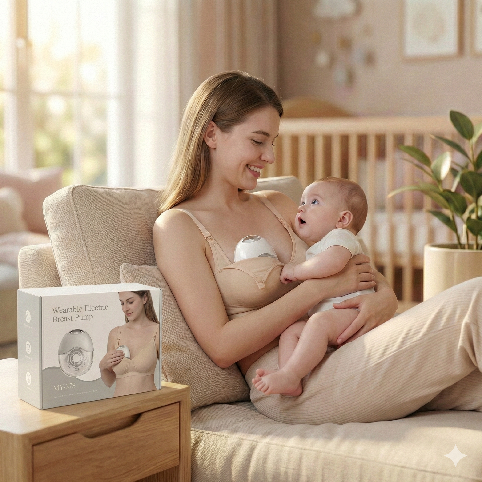 Wearable Hands-Free Electric Breast Pump with 4 Modes & Multi Suction Levels, Soft Silicone Comfort Fit