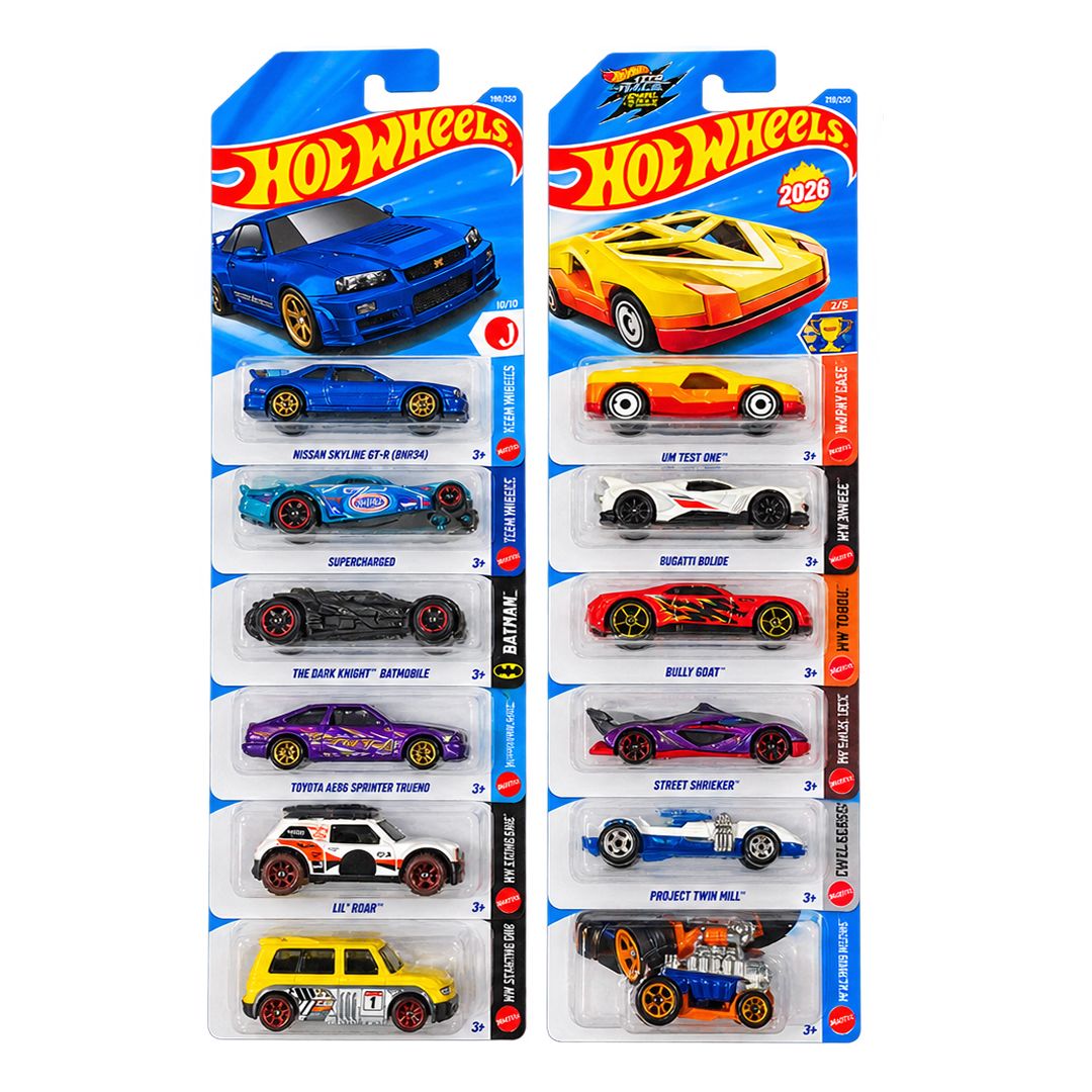 Hot Wheels 1:64 Scale Die-Cast Toy Cars – 72-Piece Full Case Assortment, L Case