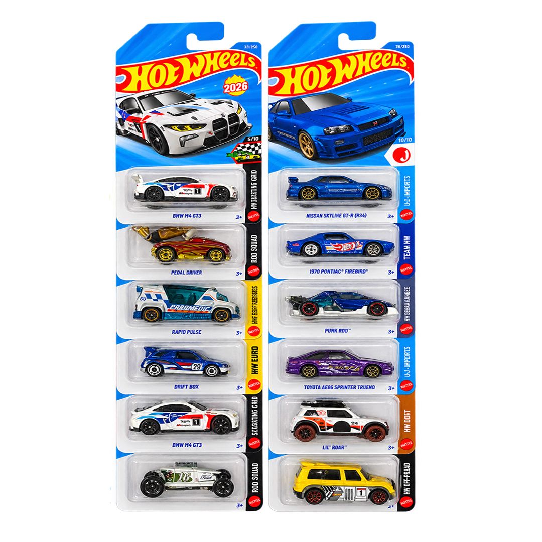 Hot Wheels 1:64 Scale Die-Cast Toy Cars – 72-Piece Full Case Assortment, L Case