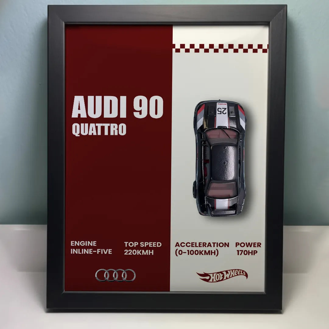Hot Wheels Audi 90 Quattro Frame Art – A5 Size Original Hot Wheels Car Collectible