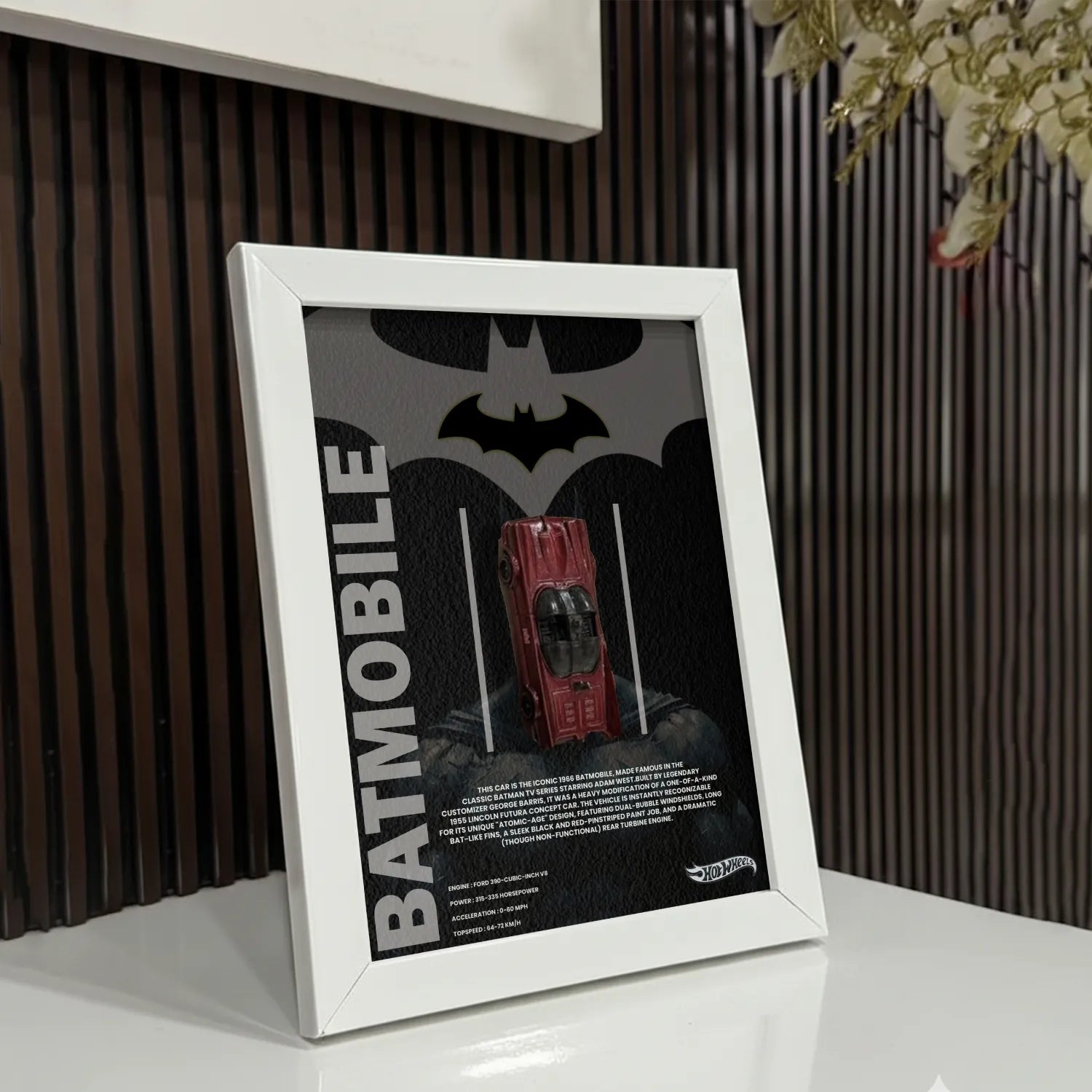 Hot Wheels Batmobile Frame Art – A5 Size Original Hot Wheels Car Collectible