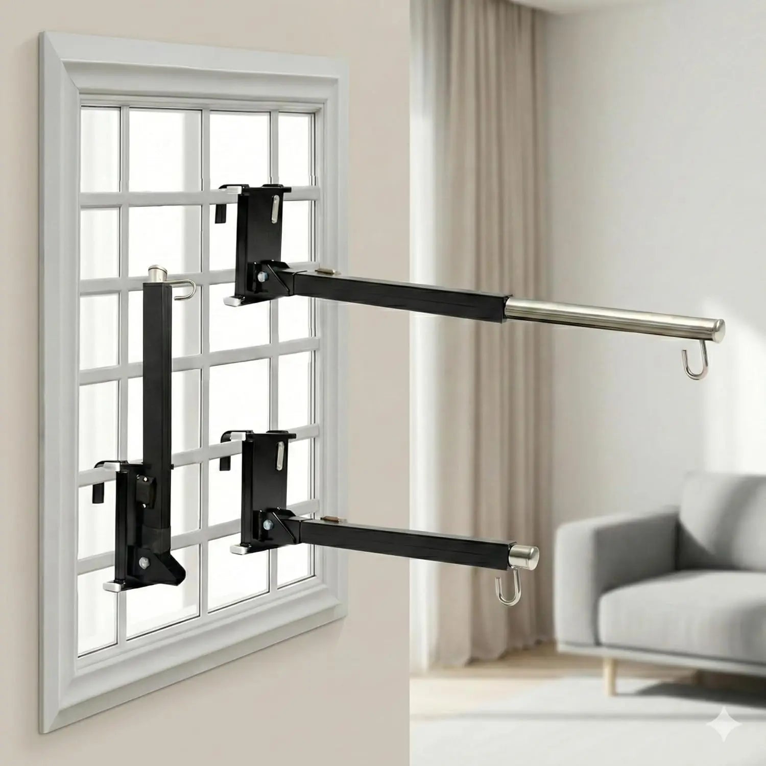 Foldable Window Cradle Hanger with a Magnetic Lock