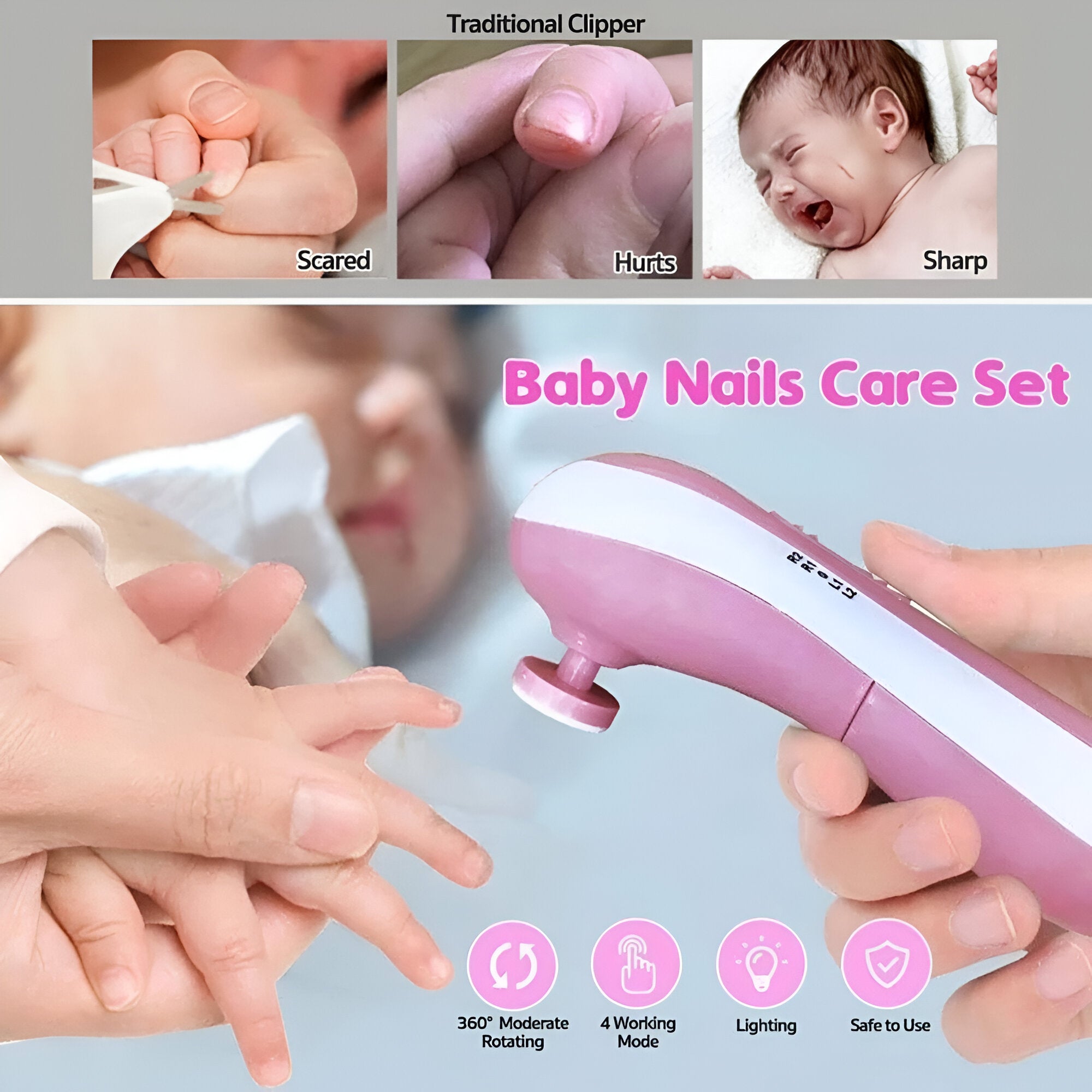 Multi-Function Baby Electric Nail Trimmer | Safe Baby Nail Care Kit, Newborn Essentials & Baby Grooming Accessories