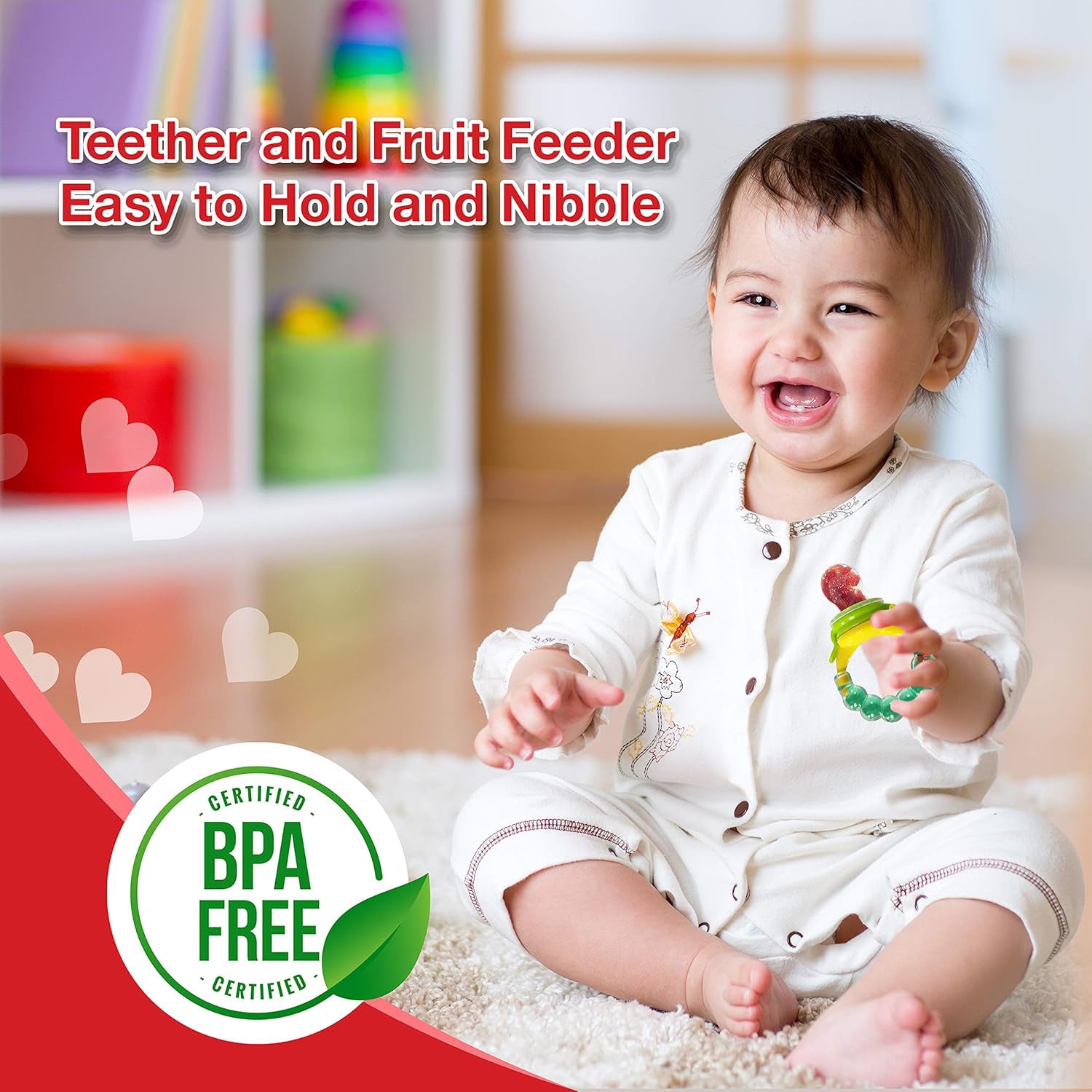 Food & Fruit Silicone Nibbler with Rattle – Baby Essentials for Newborn Feeding